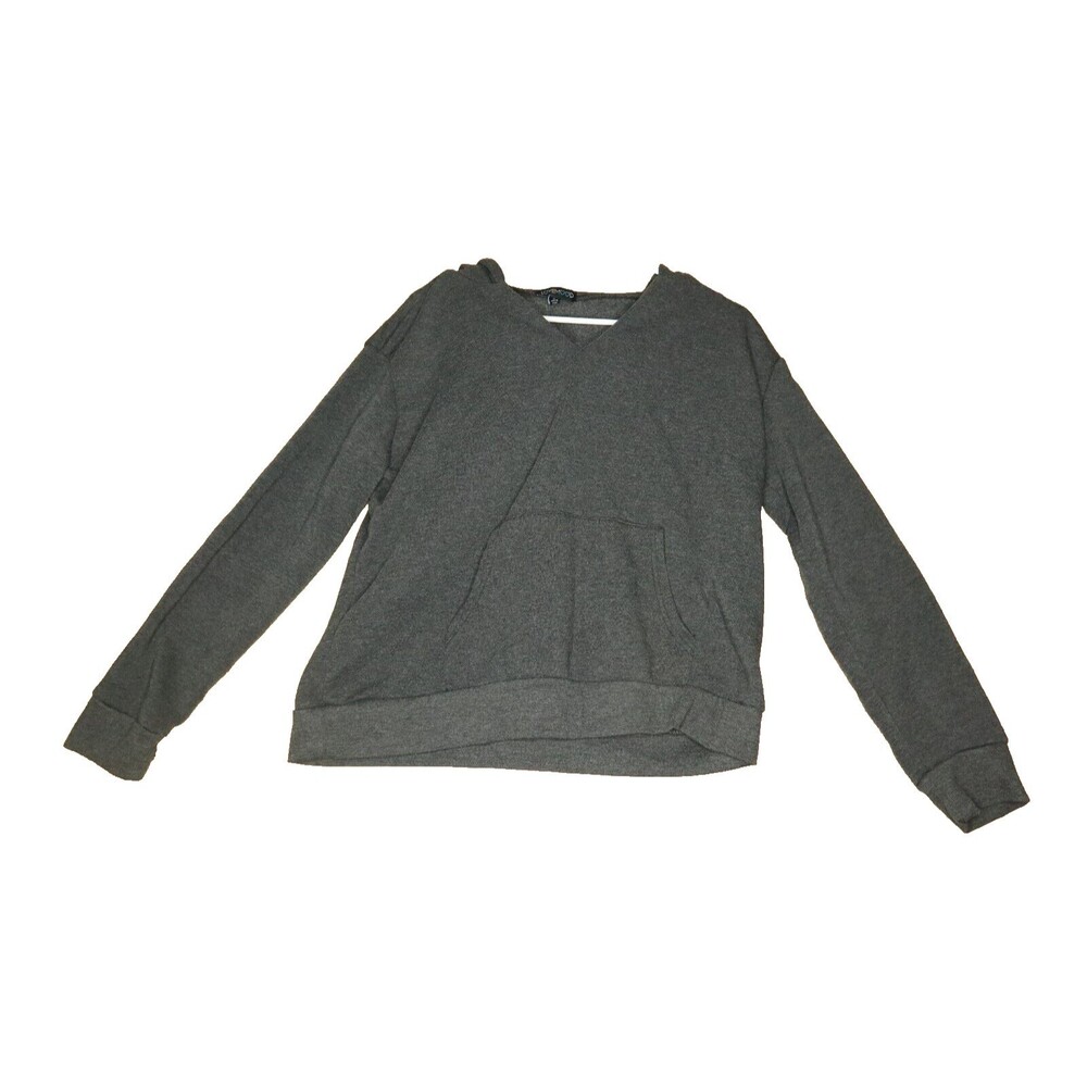 Love Mood Hoodie Women's M Charcoal Grey Full Zip Polyester Long Sleeve